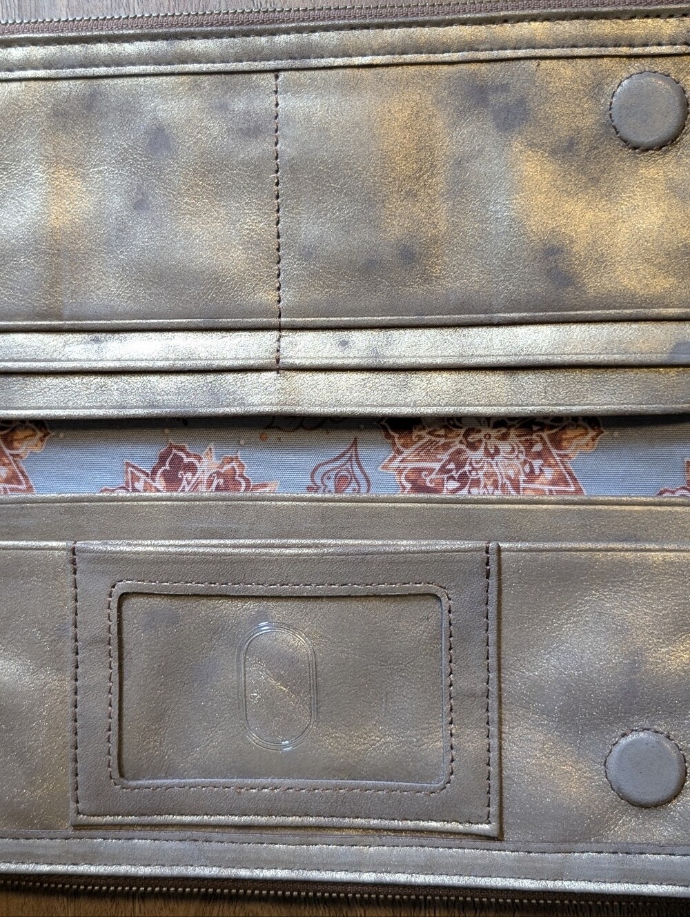 HOBO Lauren clutch wallet metallic bronze-toned leather Distressed Vintage Look - Picture 4 of 9